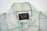 Vintage 1970s Green Peach Plaid Button Down Shirt   |    Large   |   by JC Penney