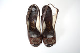 Vintage 1950s Brown Leather Sling Back High Heels    |   5B   |   by Air Step