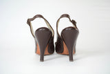 Vintage 1950s Brown Leather Sling Back High Heels    |   5B   |   by Air Step