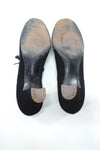 Vintage 1940s Peep Toe Oxford Heel with Black Suede Satin Trim