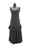 Vintage 1920s Navy Blue Tulip Embroidered Evening Gown   |   Petite XXS XS