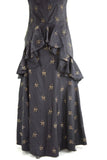 Vintage 1920s Navy Blue Tulip Embroidered Evening Gown   |   Petite XXS XS