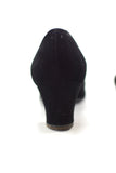 Vintage 1940s Peep Toe Oxford Heel with Black Suede Satin Trim