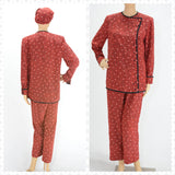Vintage 80s Does 40s Red Geometric 3 Piece Loungewear Set   |   Small