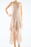 Vintage 1920s 1930s Pink Netted Garden Party Dress and Shawl Set  |   XXS