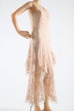 Vintage 1920s 1930s Pink Netted Garden Party Dress and Shawl Set  |   XXS