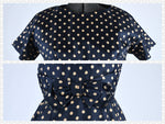 Vintage 1950s Navy Comma Pattern Jacket Dress Set   |   XXS XS   |   by Montégo Original