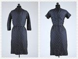 Vintage 1950s Navy Comma Pattern Jacket Dress Set   |   XXS XS   |   by Montégo Original