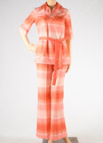 Vintage 1970s Orange Ombre Tunic Bell Bottoms Pants Set   |   XS Small