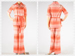 Vintage 1970s Orange Ombre Tunic Bell Bottoms Pants Set   |   XS Small