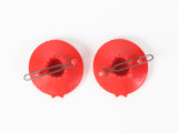 Vintage 1940s Red Plastic Hat Matching Hair Barrettes
