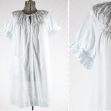 vintage 1960s pale blue puff short sleeve komar button front housecoat