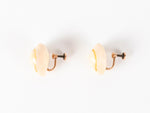 vintage 50s puka shell screw back gold filled earrings lying flat