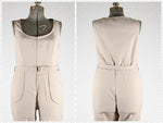 Vintage 1970s  Khaki Beige Sleeveless Jumpsuit   |   Large XL   |   by JC Penney