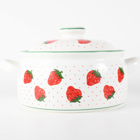 1960s vintage Rosenthal ceramic casserole dish with strawberries