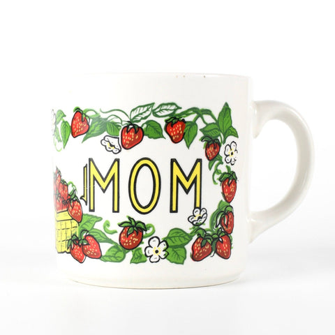 vintage 1980s White Mom strawberries coffee mug