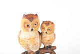 Vintage 1980s Kitsch 2 Ceramic Owls on Branch