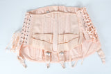 vintage 30s 40s peach cotton steel boned corset with garters and side lace string draws laying flat