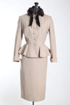 Vintage 1950s XXS Beige Wool Peplum Skirt Suit | by Lilli Ann