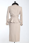 Vintage 1950s XXS Beige Wool Peplum Skirt Suit | by Lilli Ann