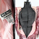 Vintage 1980s Pink Glamour Heart Cutout Sequin Formal Dress  | Size XS - Small  | by Sho Max Originals