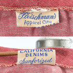 Vintage 1940s - 50s Rare Red Denim Jacket Dungaree Jeans Workwear Set  | Large | by Fleischman's Apparel City