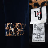 Vintage 1990s Black Leopard Print Velour Shirtwaist Mini Dress  | Size Medium  | by DJ Int'l