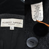 Vintage 1990s Gray Wool Black Velvet Hooded Cape | Large | by Albert Niponi Studio