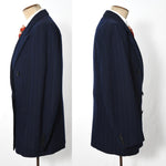Vintage 1940s 3 Piece Navy Pinstripe Double Breasted Pants Suit |   41R   |   by Hickey Freeman