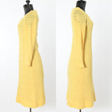 Vintage Late 1960s Yellow Knit High End Dress  | Large | by Caledonia