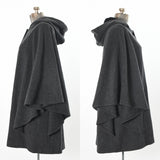 Vintage 1990s Gray Wool Black Velvet Hooded Cape | Large | by Albert Niponi Studio