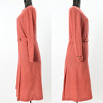 Antique 1920s Red Wool Long Sleeve Day Dress  | Large