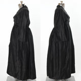 Antique 1800s Victorian Black Polished Cotton Apron Dress Set  | Plus Size