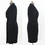 Vintage 1990s Black Double Breasted Long Sleeve Day Dress  | Size Medium | by Liz Claiborne