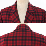 Vintage 1960s Red Black Plaid Wool Topster Shirt Jacket   |  Small  |   by Pendleton
