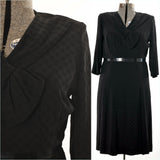 vintage 1940s black polka dot cross over V neck plus size day dress 38 inch waist