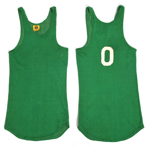 vintage 1930s green sleeveless basketball jersey number zero