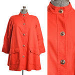 vintage 1960s orange canvas toggle latch mod midi coat