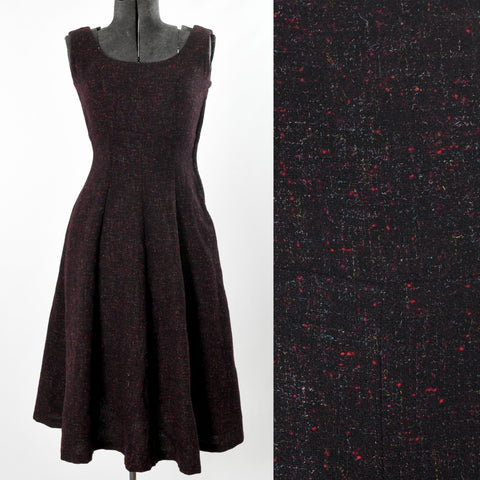 vintage 1950s black wool fleck jumper dress