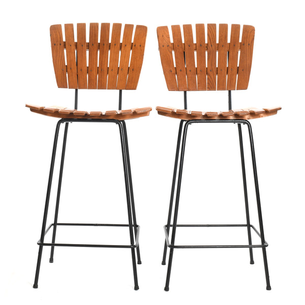 Vintage 1960s Wood Slat Metal Leg MCM Counter Height Bar Stools – For the  Love of MCM Vintage