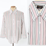 vintage 1970s sheer striped white red black funky mens button down shirt