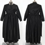 Antique 1800s Victorian Black Polished Cotton Apron Dress Set  | Plus Size