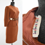 Vintage 1950s Burnt Orange Double Knit Wool Skirt Suit  | XS | by Barbara Field
